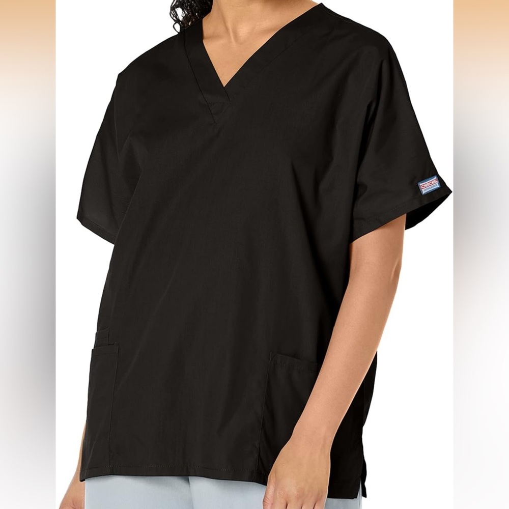 Small Black V-Neck Scrub Top and Flare Leg Pants in EUC